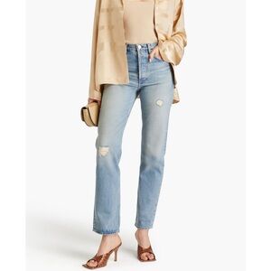 Toteme Distressed High-Rise Straight-Leg Jeans size 27